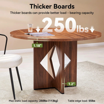 47 Inches Farmhouse Dinner Table with Wooden Pedestal Base