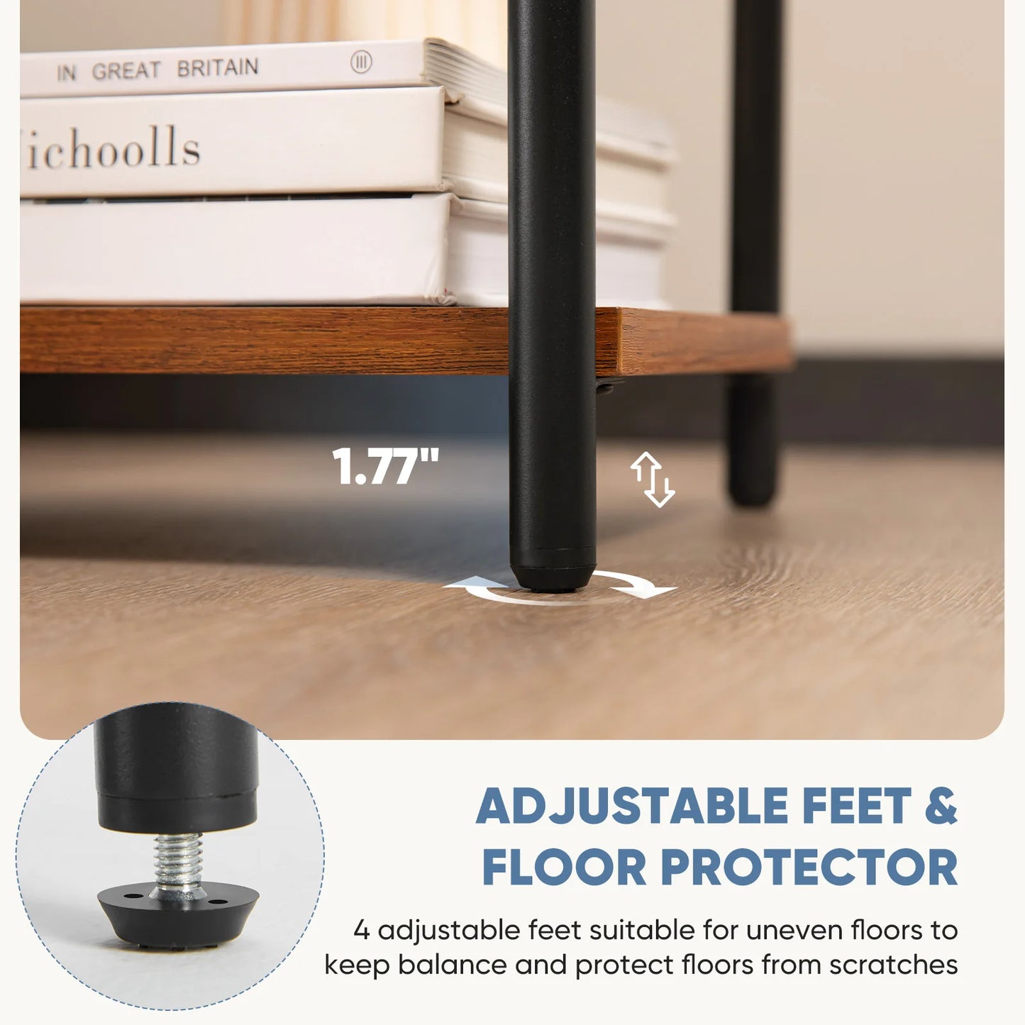 set of 2 End Table Set with Adjustable Feet
