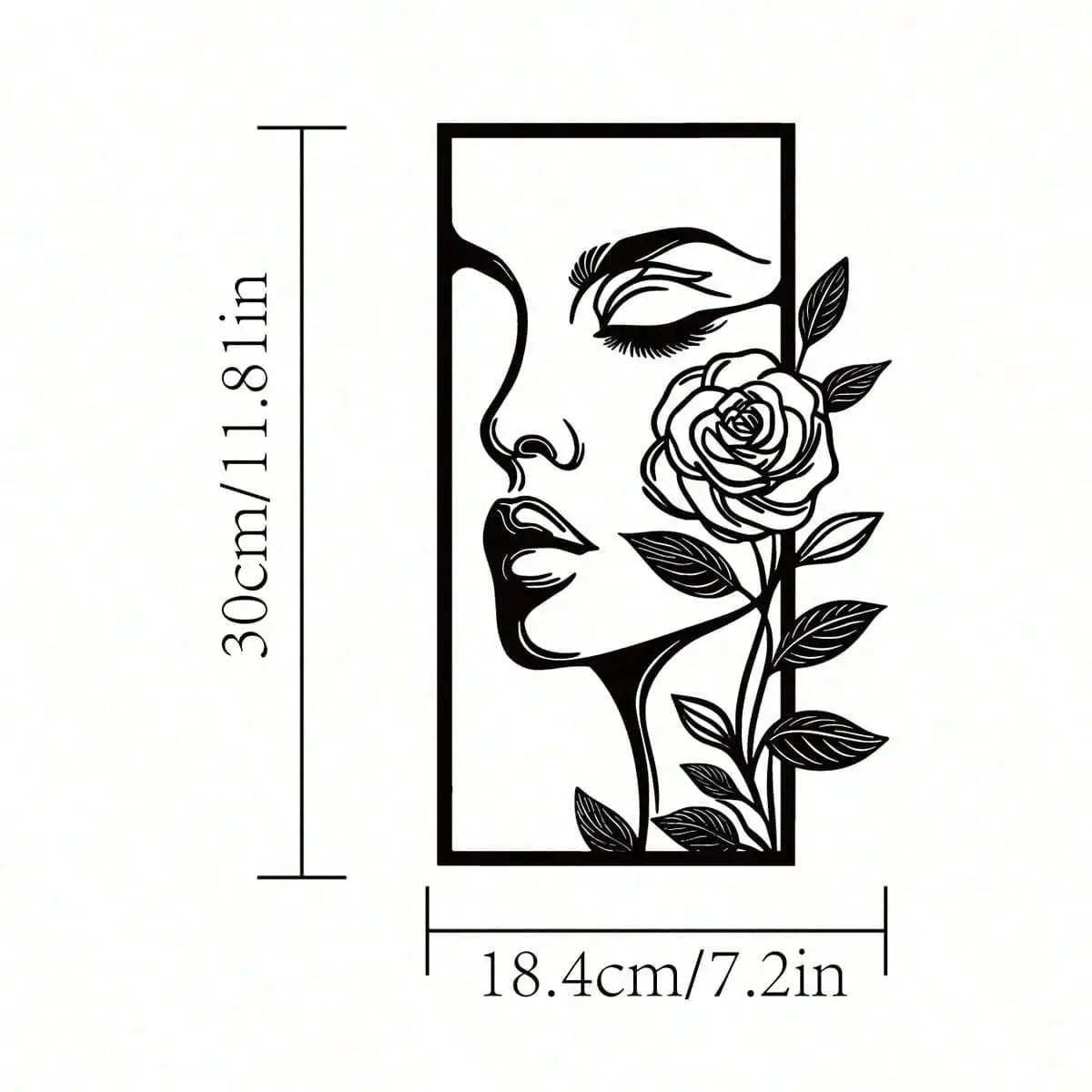 1pc, Woman Flower Metal Wall Aesthetic Portrait