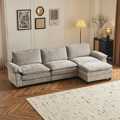 122" Cloud Double-Layer Deep Convertible Sectional Sofa