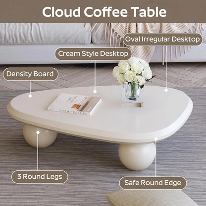 Irregular Coffee Table with 3 Round Legs