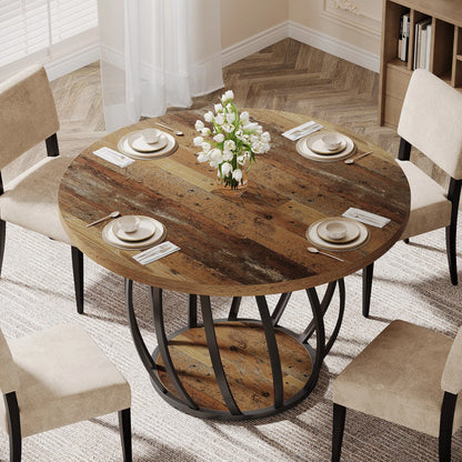 46-Inch Wood Kitchen Table with Sturdy Metal Base