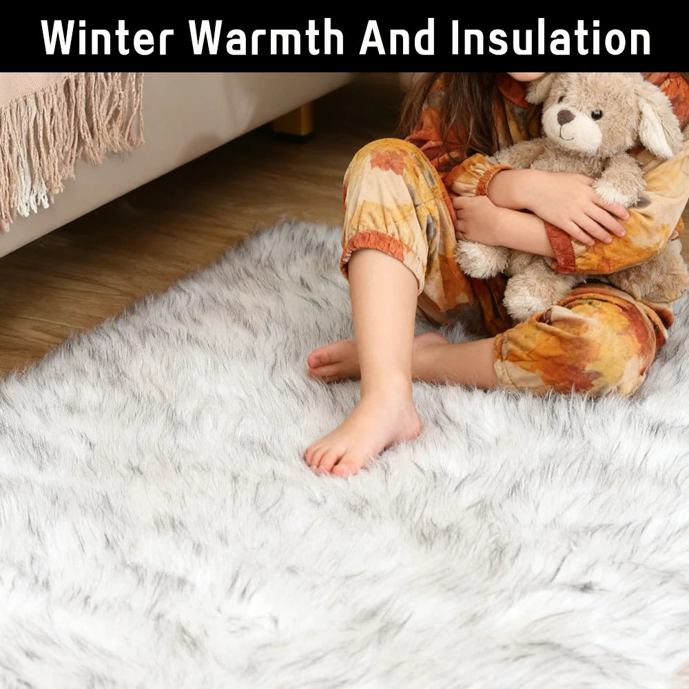 10x12 Fluffy Black Sheepskin Area Rug
