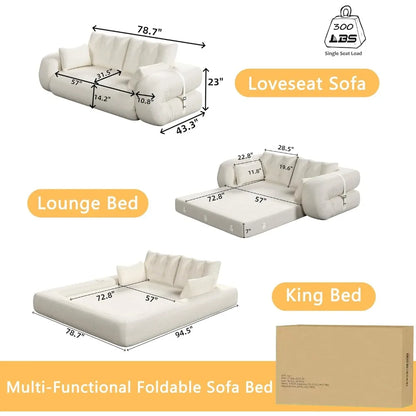 78.7" King, 3-in-1 Multi-Functional Sleeper Futon Sofa
