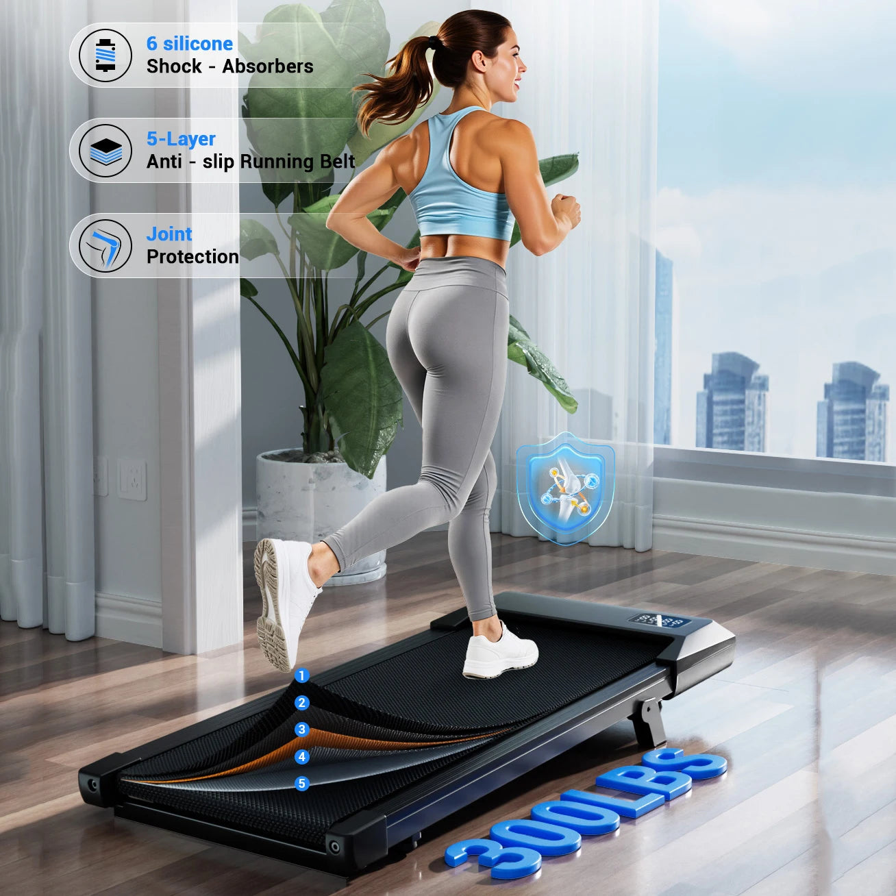 Foldable 6% Slope Under Desk Treadmills