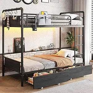 Durable metal twin over twin bunk bed