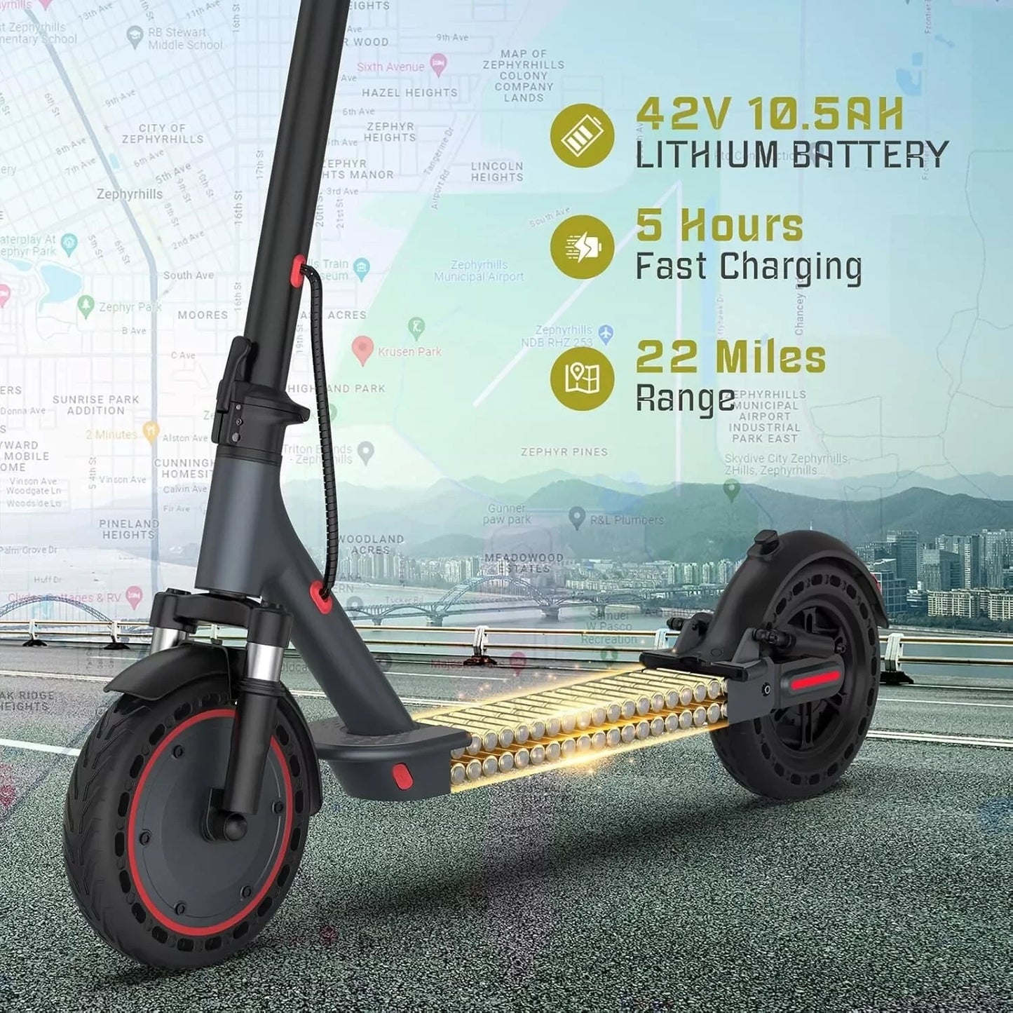 500W 22MPH Adult 10inch Electric Scooter Shock-absorbing