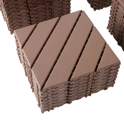 44 Pack 12" x 12" Square Waterproof Patio Interlocking Deck Tiles