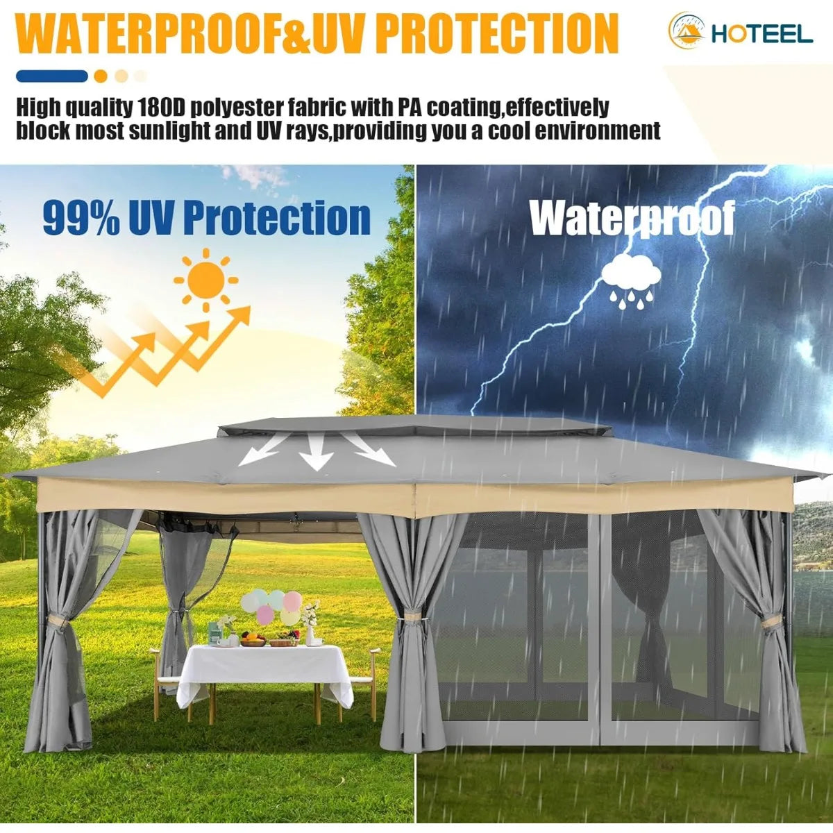 12x20 Outdoor Gazebo with Double Ventilated Roof