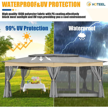 12x20 Outdoor Gazebo with Double Ventilated Roof