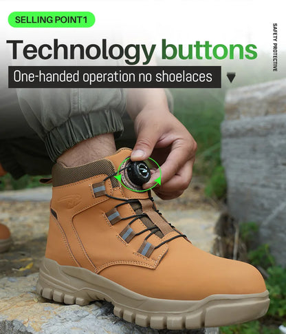 High Top Steel Toe Boots Slip Resistant Anti-Puncture
