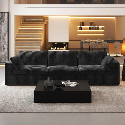 118" 3-Seater Modular Sectional with Plush Corduroy Fabric