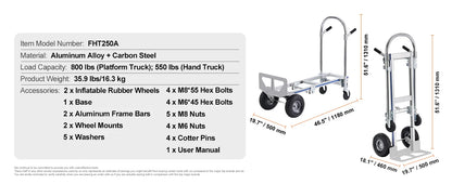 Aluminum Heavy Industrial Collapsible Dolly Cart