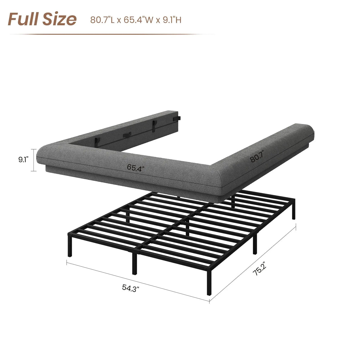 Full Queen King Cloud Platform Bed Frame