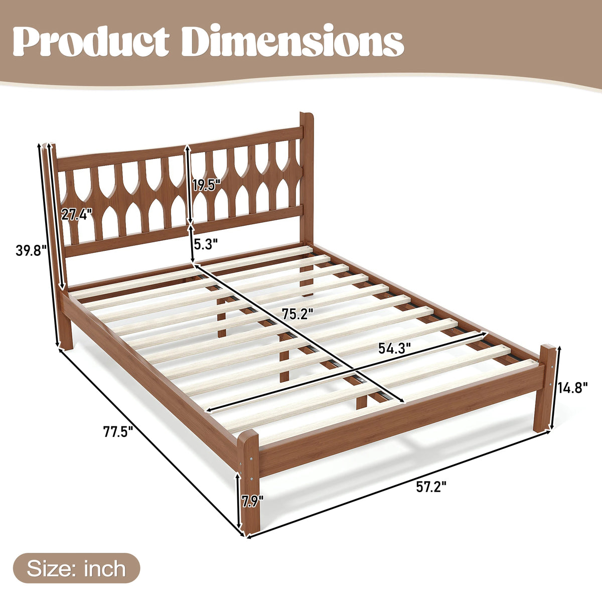 Full Size Bamboo Platform Bed Frame
