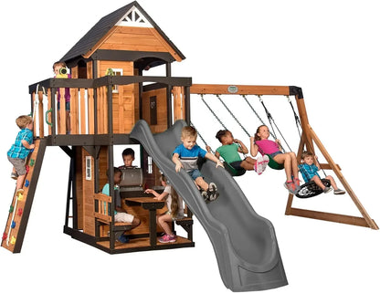 Canyon Creek Cedar Wood Swing Set with Clubhouse