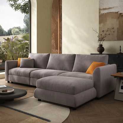 108.2'' Comfy Cloud Couch Modern Sectional Sofa with Ottoman