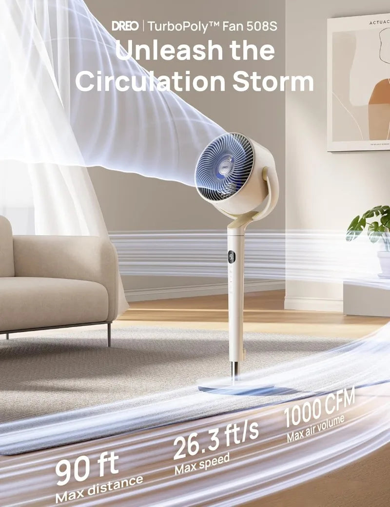Smart Fan 120° +120° Pedestal Fan Floor