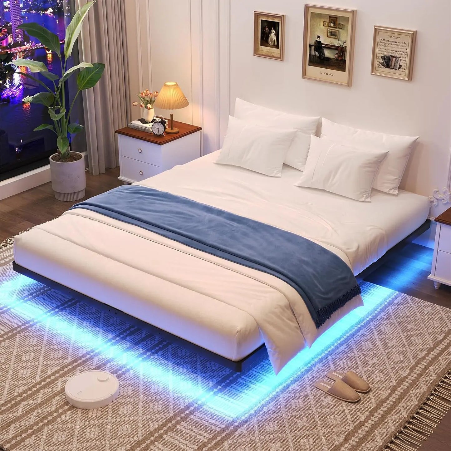 Heavy Duty Metal Queen Size Floating Bed Frame