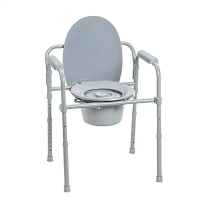 Portable Toilet 350lb Capacity 3-In-1 Bariatric Grey Seat