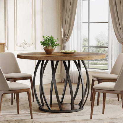 46-Inch Wood Kitchen Table with Sturdy Metal Base