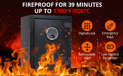 Fireproof and Waterproof Safe Box with Programmable Keypad