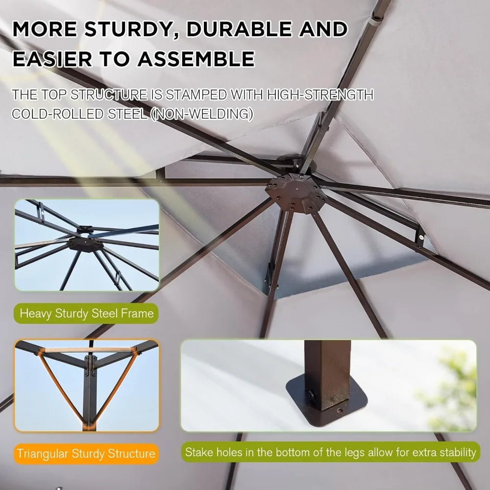 [Upgraded] 10x12 Gazebo with Mosquito Netting