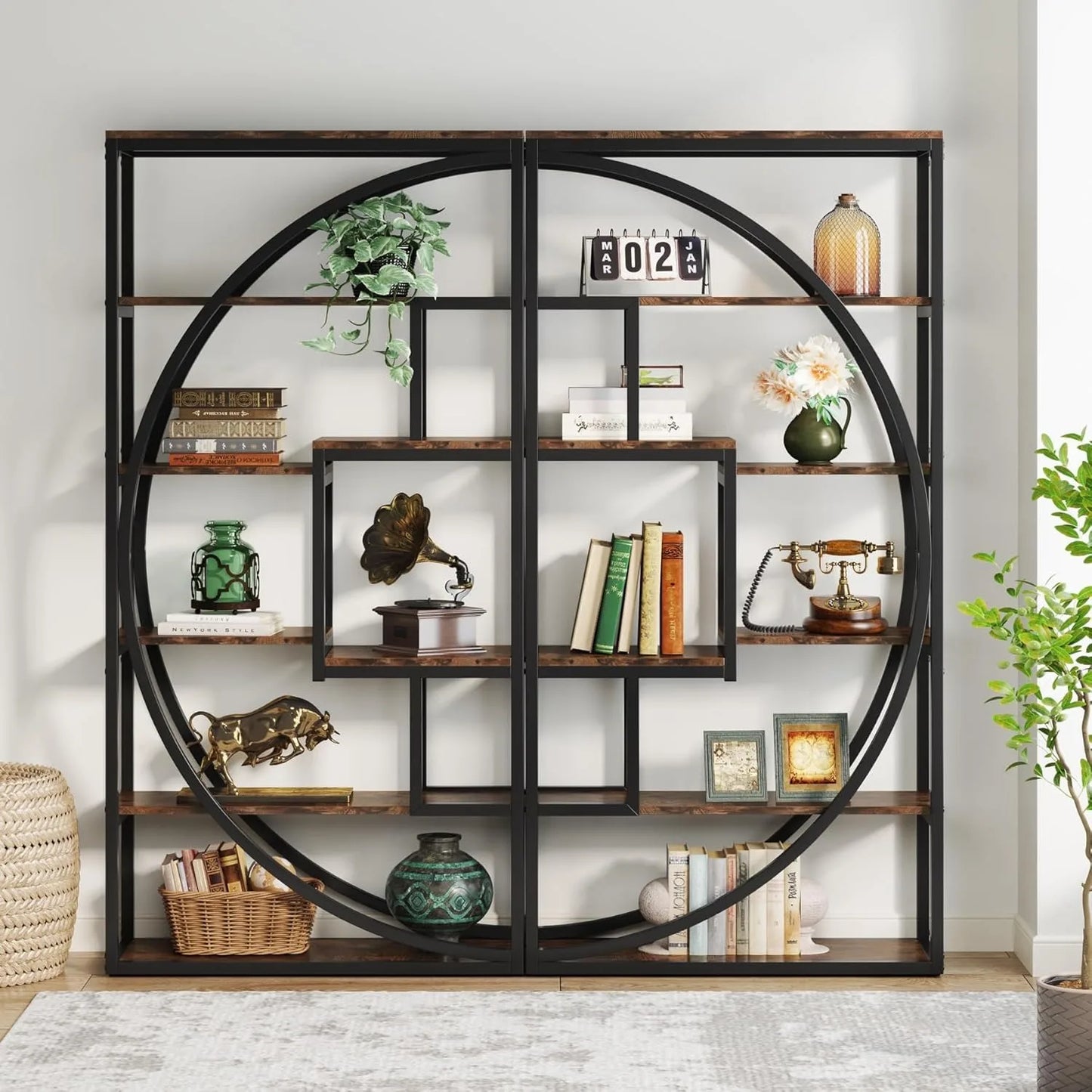70.8 inch Tall Industrial 5-Tier Etagere Bookcase