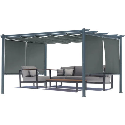 10 x 13 ft Outdoor Pergola with Retractable Shade Canopy