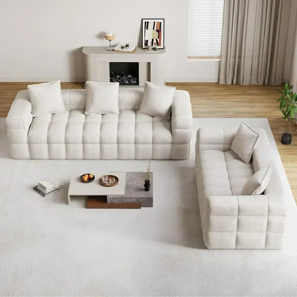 Cloud Sherpa Couch Set with 5 Pillows