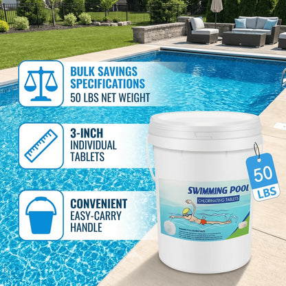 50LB 3Inch Chlorine Tablets for Swimming Pools