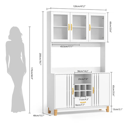 78.7" Tall Kitchen Pantry Cabinet with Microwave Stand