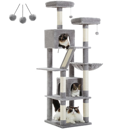 Multi-Level Plush Cat Condo with Scratching Posts