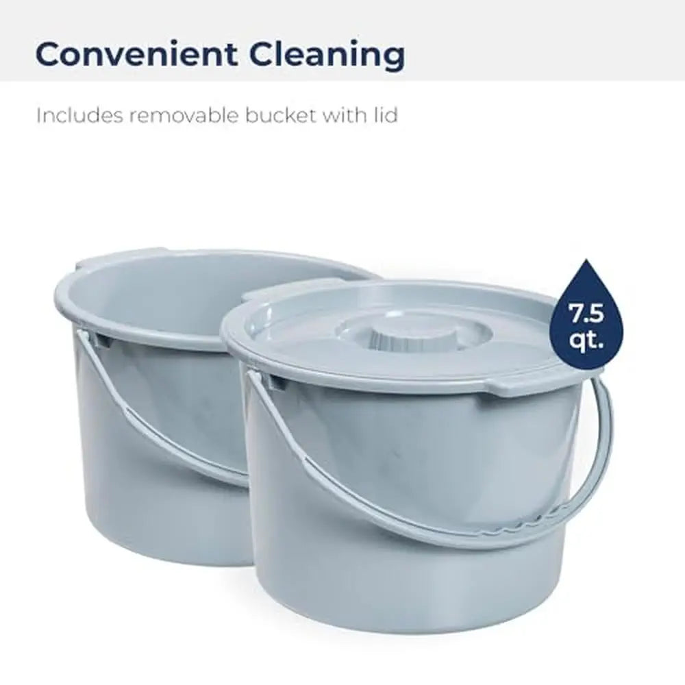 Portable Toilet 350lb Capacity 3-In-1 Bariatric Grey Seat