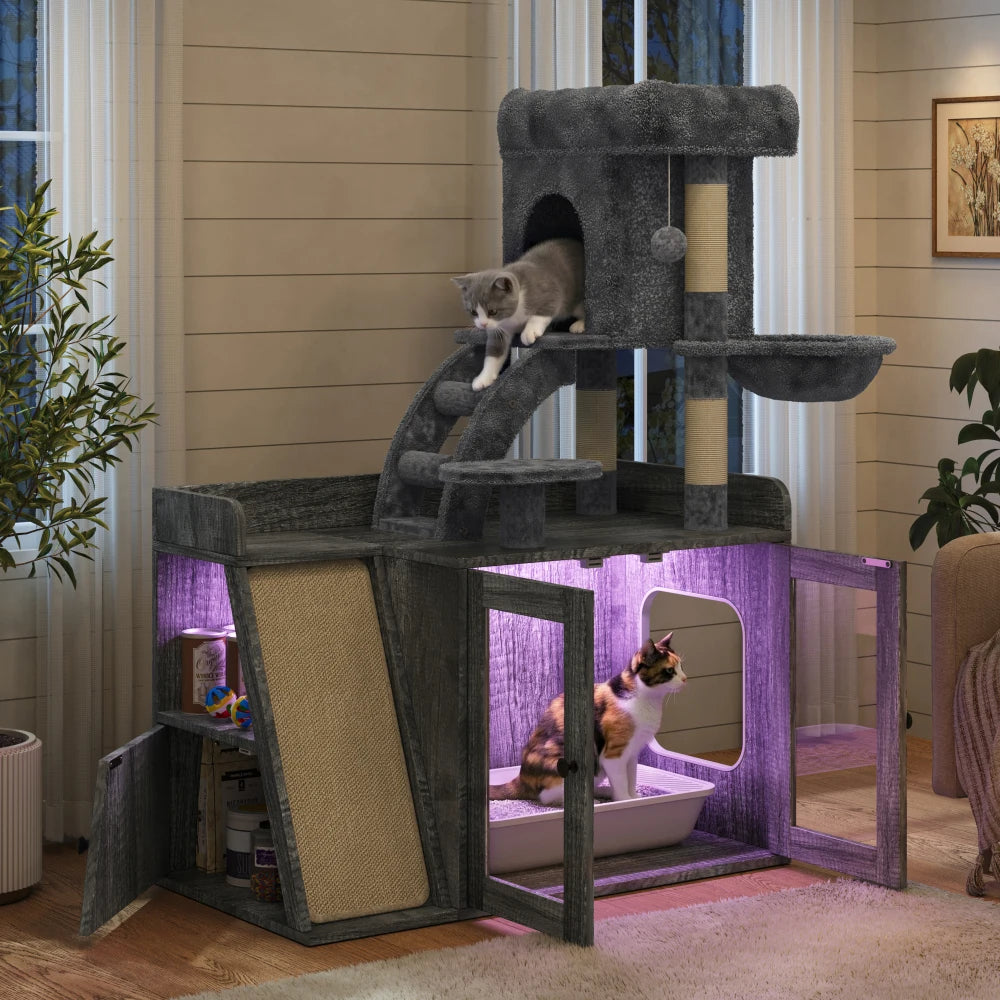Cat Tree with Hidden Litter Box