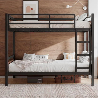 Heavy Duty Metal Bed with Ladder and Full-Length Guardrail