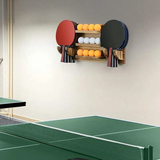Large Capacity Wooden Table Tennis Paddle Display Holder