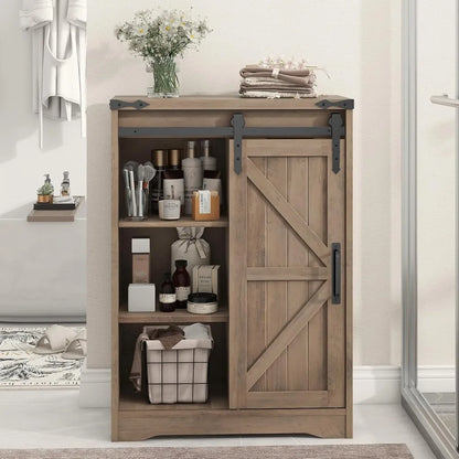 Rustic Grey Cabinet with Drawer for Bathroom, Kitchen, Living Room