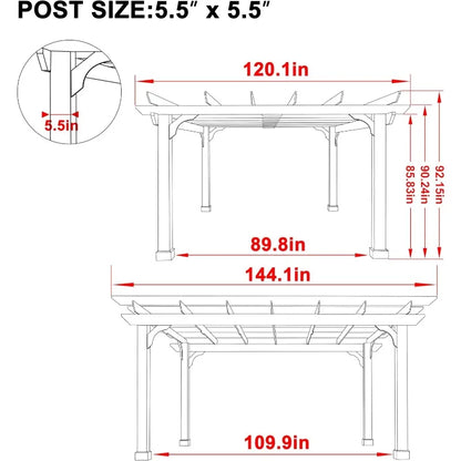 10x12 FT Cedar Pergola with Flat Roof