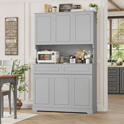 74" Tall Kitchen Pantry Cabinet with 6 Doors and 2 Drawers