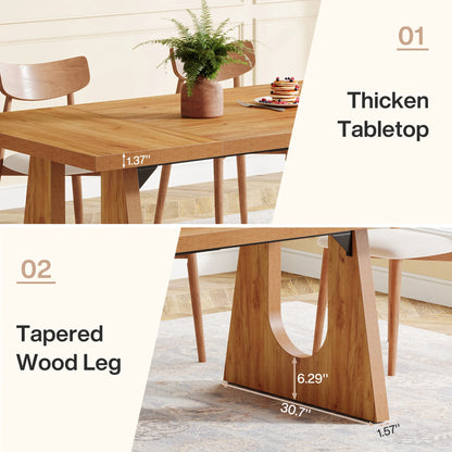 70.9-Inch Wood Rustic Rectangular Table with Black Wooden Legs