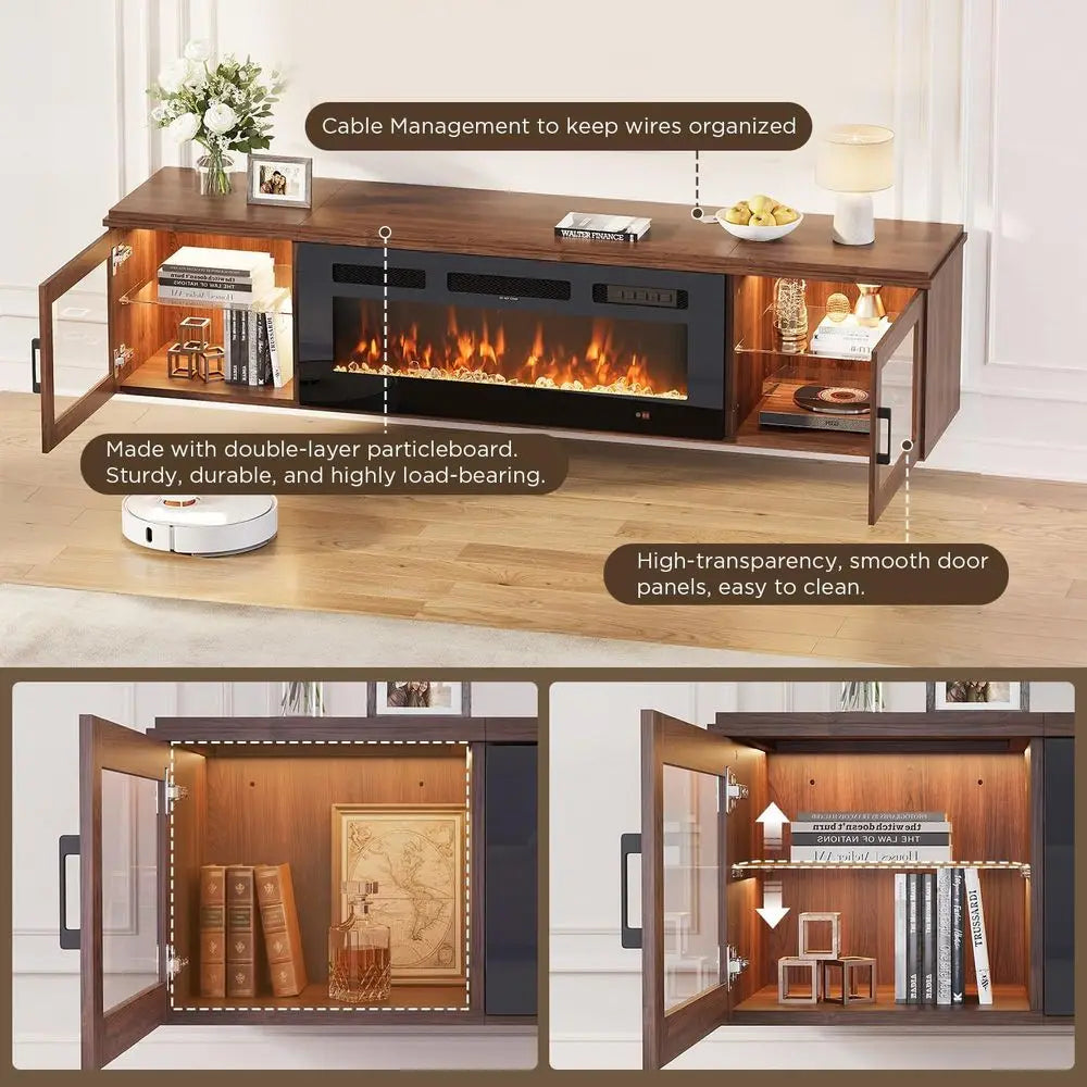 70"Floating TV Stand with Fireplace