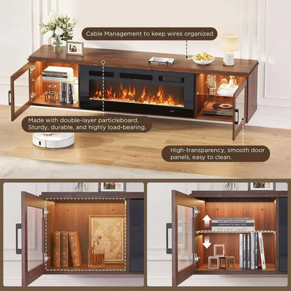 70"Floating TV Stand with Fireplace