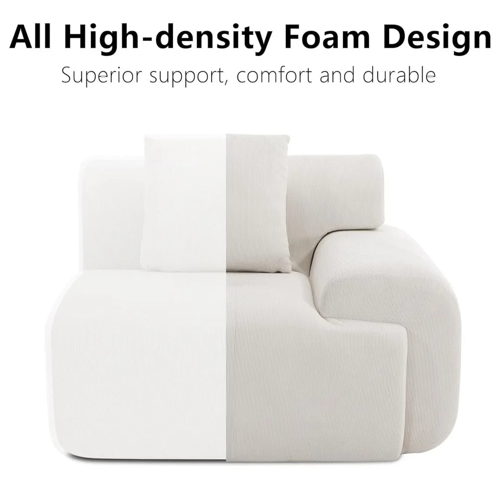 122" Boneless Modular Sectional Sofa with Ottoman