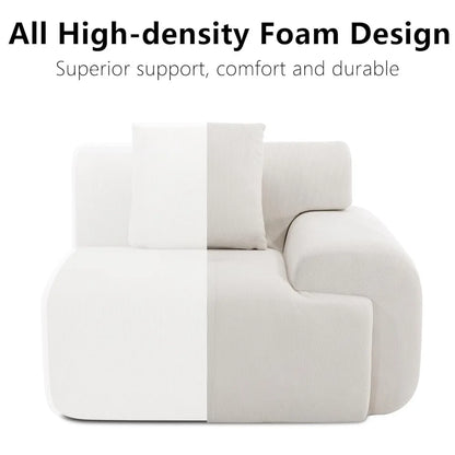 122" Boneless Modular Sectional Sofa with Ottoman