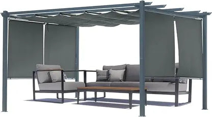 10 x 13 ft Outdoor Pergola with Retractable Shade Canopy