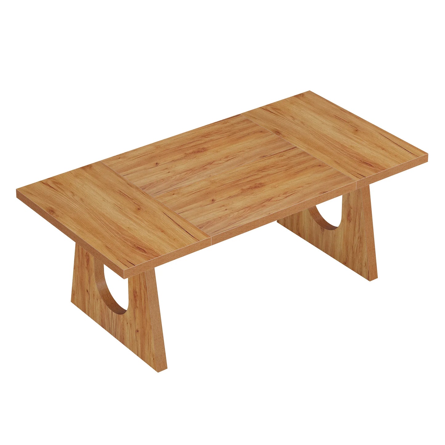 70.9-Inch Wood Rustic Rectangular Table with Black Wooden Legs
