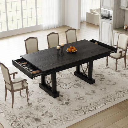 71 Inch Dining Table With 2 Storage Drawers