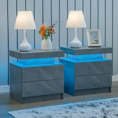 Bedside Tables with Touch Light, with 2 Drawers