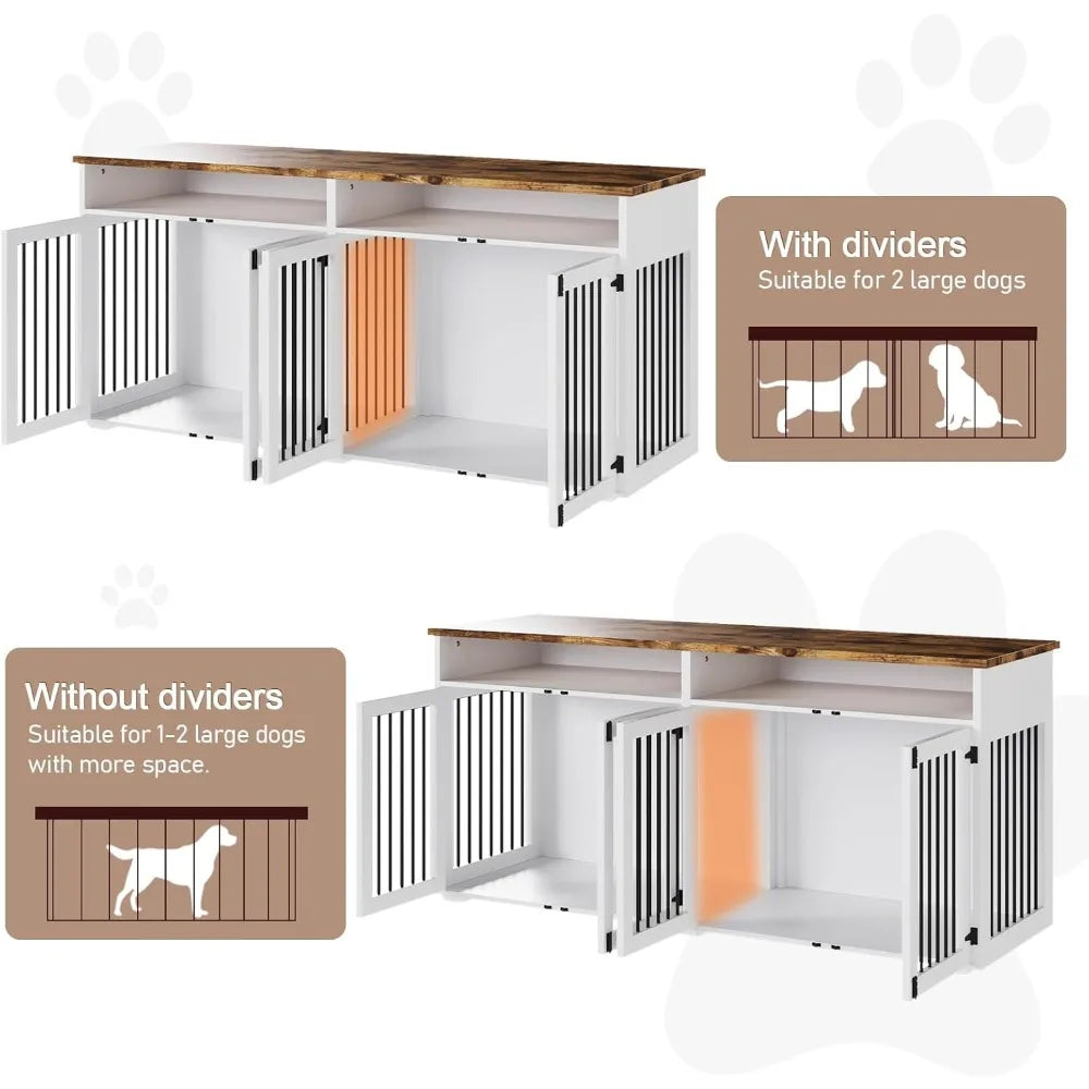 72'' Indoor Dog Kennel with 4 Doors for Large/Medium Dogs